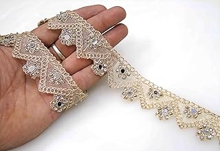 Strala Golden Color Laces for Dresses, Sarees, Lehenga, Suits, Bags, Decorations, Borders, Crafts and Home Décor,Blouse (3 mtr) Design-728