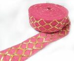 Mezin Gota Patti Box Lace Border for Bridal Dresses, Suits, Sarees, Falls, Lehengas, Decoration and Trim Designing Embellishment Crafts (28mmX 9 Mtr) (Gajari)