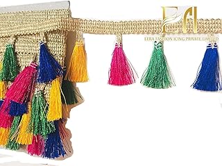 Eerafashionicing 9 mtr Tassels Jute Laces for Dresses, Sarees, Lehenga, Suits, Bags, Decorations, Borders, Craft (Multicolour)