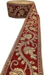 HEMDEV Surat Embroidery Supreme Quality Bridal Velvet Lace Border with Stones for Bridal Dupatta, Lahenga, Saree, Suits, Blouse, Dress and DIY Craft Decoration (Pack of 9 Meters) (Red)