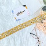 Yellow Lace Border, Stone Work Lace, Yellow Lace for Saree, Mirror Work Lace, Blouse Lace Design, Bridal Dupatta Lace, Handwork Lace Design, Yellow Color Lace (Yellow/9Meter)