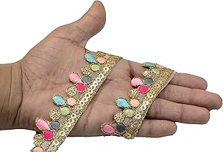 CRAFT LOVE Gota Patti Net Zari Border Lace 9.2 Yards/ 8.5 Meters for Sewing Decoration & Crafts (3 cm Wide)