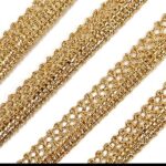 EmbroideryMaterial Zari Lace with Shining Sequence Sitara for Saree Border, Blouse, Dupatta Border, Lehenga, Kurti etc (18 Meters, Gold, 10MM Wide)