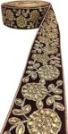 HEMDEV Surat Embroidery Supreme Quality Bridal Velvet Flower Lace Border with Stones and Golden Piping for Bridal Dupatta, Lahenga, Saree, Suits, Blouse, Dress(Pack of 9 Meters) (Maroon)
