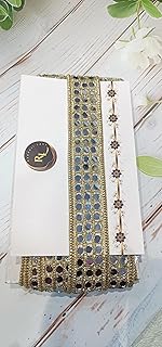 Decorative Mirror Work Lace Trim, Gold, 4.50 Meters, Traditional Border for Crafts and Garments