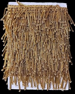 Vardhman (4.5 Meters) Heavy Fancy Gota Patti Nalki‑Pipe Tassel Lace Border Trim | Decorative Hanging Stick Fringe for Sarees, Lehengas, Kurtis, Dupattas, Suits & DIY Crafts | (Golden)