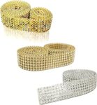 Pack of 3 (1.25mtr and 2cm Width) 6-Line Gold and Silver Metal Multicolor Zarkan Nug Stone Gota Patti Trim Lace Border Embroidery Craft Material for Suits, Sarees, Lehengas, Dresses