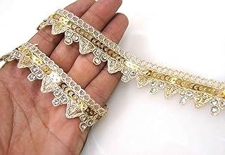 Strala Golden Color Laces for Dresses, Sarees, Lehenga, Suits, Bags, Decorations, Borders, Crafts and Home Décor,Blouse (9 mtr) Design-411