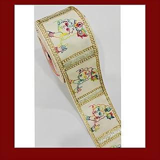 Laces Borders Material Krishna Embroidery Multi thread and Gold zari work Fancy work Gota Patti Sewing Ribbon Roll trim For Women's Saree Dress Blouse Dupatta Lehenga Anarkali Art' craft and Home decoration 3 inch Width 9 Meter Length