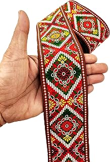 CARTZEYE Lace Border for Saree Falls Reel Jacquard Woven Heavy Design Work for Saree, Kurti, Dresses, Bandhani, Lehenga, Decorative Ribbon - cm Width (Red, 9 Meter)