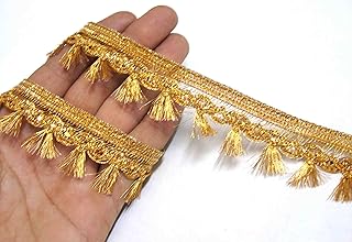 Strala Golden Color Laces for Dresses, Sarees, Lehenga, Suits, Bags, Decorations, Borders, Crafts and Home Décor,Blouse (9mtr) Design-812