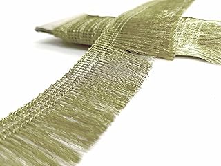 Mezin 1.50"inch Zari Jhalar Fringe Lace Border for Bridal Dresses, Sarees, Lehengas, Decoration, Bag and Crafts (Light Gold)