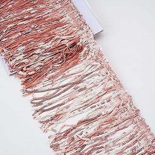 Premdas lace Colorful Sequin Tassel Lace Trim Ribbon Fringe DIY Handmade Dance Performance Clothing Decoration Accessorie(3miter) Length - 6 Inch (Rose Gold)
