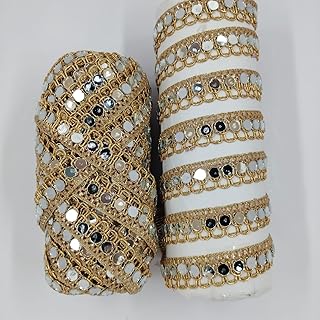 Mirror lace Rose Gold Lace 9 Mtr for Dresses, Sarees, Suits, Blouses, Dupattas, Bags, Art & Craft
