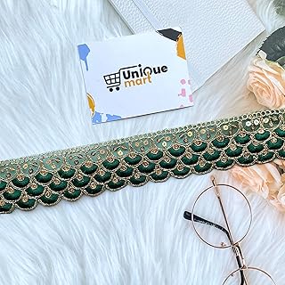 Dark Green Lace Border, Cutwork Lace Border, Dark Green Colour Lace, Zari Work Lace (DarkGreen/9Meter)