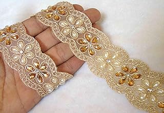Strala Golden Color Laces for Dresses, Sarees, Lehenga, Suits, Bags, Decorations, Borders, Crafts and Home Décor,Blouse (3 mtr) Design-683