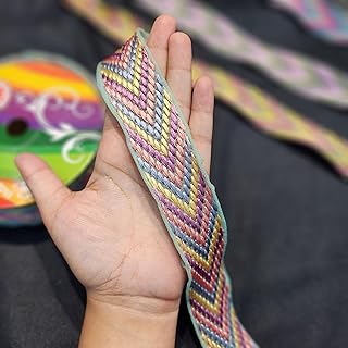 Mohan Shoppe Multi Pastel Thread Work Lace Reel for Suits Kurtis Bags Dresses Dupatta etc. Pack of 1 roll (9 Meters) Approx. (Blue)