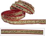 CWG0085 (9 Mtr) Roll of Red and Golden Unique Pattern Gota Patti Embroidery Trim Lace Border with1.27 cm Width for Saree,Suit,Dresses Embellishment,Fashion Designing,craftworks
