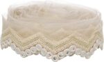 CORIOX Net Sequence Laces For Dresses, Sarees, Lehenga, Suits, Bags, Decorations, Borders. 9 Meter - Off White