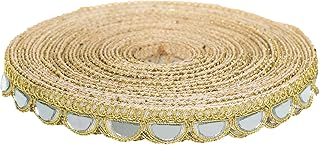 CORIOX Shiny Half Round Mirror Lace 9 Meter Border for Dresses, Sarees, Suits, Blouses, Dupattas, Bags, Art and Craft. (Gold)