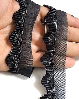 Strala Golden Color Nalki Laces for Dresses, Sarees, Lehenga, Suits, Bags, Decorations, Borders, Crafts and Home Décor,Blouse (9mtr) Design-236 (Black)