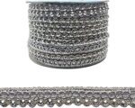 Silver Beaded Stone Lace Roll ? 9 Meters ? Decorative Border Trim for Saree, Blouse, Lehenga, Dupatta, Craft & Wedding Dress Embellishment ? 1 Roll ? 15 mm Width