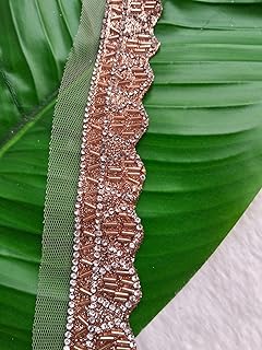 Aerene lace Cut Dana lace Border (Rose Gold) (8.5 Mtrs.) Trims Used for Suits, Dresses, Lehanga, Embroidery, Crafts, Curtains, Home Decor, Sewing, Blouse