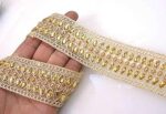 Strala Golden Color Laces For Dresses, Sarees, Lehenga, Suits, Bags, Decorations, Borders, Crafts And Home Decor,Blouse (3 Mtr) Design-259.