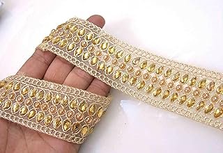 Strala Golden Color Laces For Dresses, Sarees, Lehenga, Suits, Bags, Decorations, Borders, Crafts And Home Decor,Blouse (3 Mtr) Design-259.