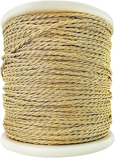 Embroiderymaterial Twisted Metallic Machine Zari Thread/Dori for Embroidery, Aari Work, Tassels, Jewellery, Bracelet, Lace, Crochet & Hand Embroidery (1MM Width, 73 Meters, Gold Color)