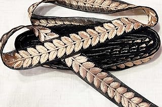 Mohan Shoppe Black Color Leaf Thread Work Lace- 8.5 Meters (1Roll) for Dupatta Suits Decoration etc.