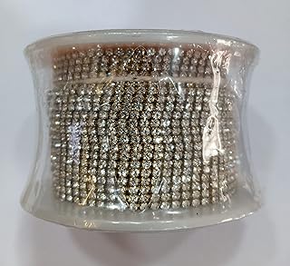 The Unique ? Stone Chain Lace / Diamond Chain Lace Gold Metal Plated for Bangles, Jhumka, Earing, Jewellery Making, Necklace, DIY KIt, Aari / Maggam Embroidery & Craft Work (15 Meters)