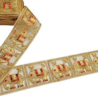 EACH Laces And Borders Material Sewing Embroidery Design 9 Meter For Saree, Dresses, Dupatta, Bridal Dresses, Lehengas, Palazzo, Anarkali Suits, Blouses, Craft And Home Decor Etc. (Multi & Gold)