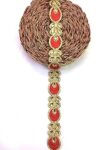 Shraddha Fashion Surat 25mm Red Color Decorative Embroidery Laces with Stone Work for Saree, Dupatta, Lahenga, Home Decoration, Craft Ideas,Blouse and Suits