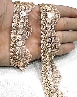 Strala Golden Color Laces for Dresses, Sarees, Lehenga, Suits, Bags, Decorations, Borders, Crafts and Home Décor,Blouse (9mtr) Design-149 (Rose Gold Short)
