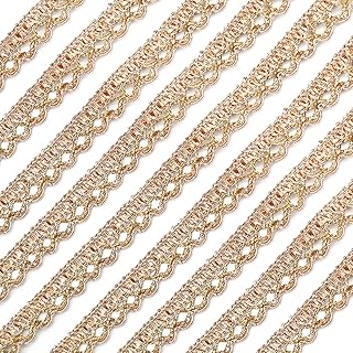 EmbroideryMaterial Shiny Zari Laces and Borders Material for Saree Border, Suit, Kurta, Dupatta, Blouse, Gown & Lehenga (Rose Gold, 18 Meters, 9 MM Wide)