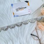 Silver Mirror Work Lace Border, Silver Lace Design, Handwork Lace (Silver/9Meter)