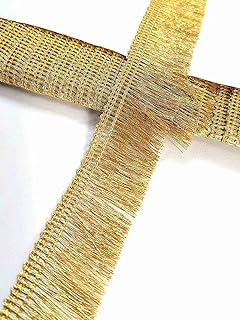 Choudhary Craft Gota Lace,1"inch Zari Jhalar Fringe Lace Border (Quantity Approximately 8 to 9 Meter) (Golden)