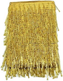 Eerafashionicing 9.5mtr Golden Tessals Laces With 2 Pink Button for Dresses, Sarees, Lehenga, Suits, Bags, Decorations, Borders, Crafts ( Combo Laces with Button)
