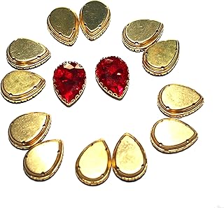 Mahabal Creations Embroidery Making Sew with Rhinestone Crystal Beads aari Beads Stones (20MM Drop 10 PCS RED)