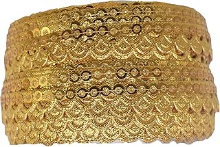 CRAFT LOVE Gota Patti Lace Border 18.5 Yards/ 17 Meters for Saree Blouse Dupatta Lehenga Sewing Crafts (1 cm Wide) (Golden)