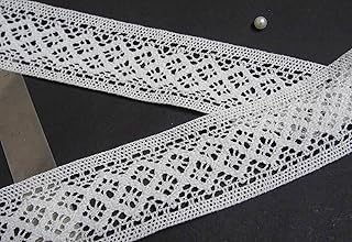 Strala White Cotton Lace Used for Trims, Borders, Embroidered Laces, Applique, Fabric lace, Sewing Supplies, Cotton Work lace. (White) (Cotton-3) 9 mtr