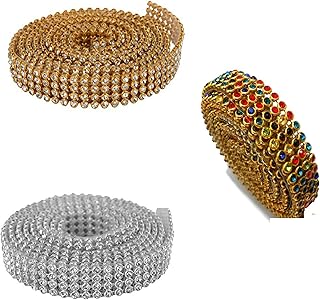 Stone lace/Stone Sheet 3 Color Combo- Multicolor/Gold & Silver for Bangle/jumka/Jewellery Decoration & Crafts