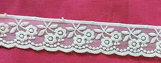 SYNC White Net Lace and Border Material for latkan Floral Flower Hanging jhallar Tassel Embroidered Laces Applique Fabric lace Sewing Supplies Cotton Work lace 9 metre