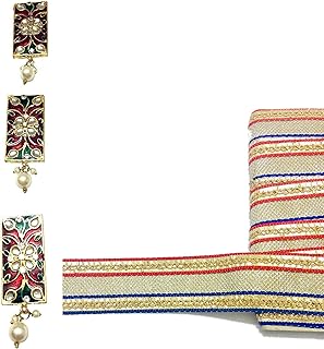 Eerafashionicing Lace and Kundan Button Combo For Dresses, Craft and Home Decore (Multicolour)