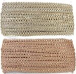 EmbroideryMaterial Golden Samosa Design Gota Patti Trim Lace Rolls for Edges of Saree, Blouse, Kurti & Dresses (Beige Gold & Rose Gold, 1.1CM Width, 2 Rolls, 18 Meters/Roll)