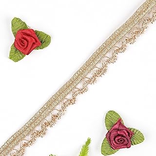 Fashion Wiz Cut Work lace, Silk Thread Wire, Gota Patti lace, chamki and zari (Rose Gold, 9 Metre)
