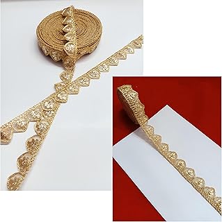 Chahat Laces Flower Cutwork Design Trim Heavy Zari Work Border for Sarees, Kurtis, Dresses, Duptaa, and Lehenga(Rose Gold)