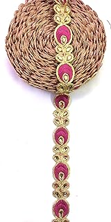 Shraddha Fashion Surat 25mm Merlot Color Decorative Embroidery Laces with Stone Work for Saree, Dupatta, Lahenga, Home Decoration, Craft Ideas,Blouse and Suits