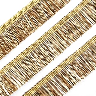 EmbroideryMaterial Metallic Shine Embroidery Lace with Fringe Design for Sewing, Edging, Saree Border, Kurta, Dupatta, Gown & Lehnga (9 Meters, 3 CM Wide)